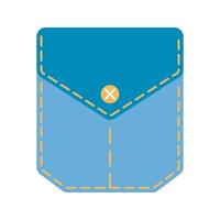 Denim patch pocket illustration stitching and button details. Perfect for fashion design and apparel graphics. Ideal for digital and print use. vector