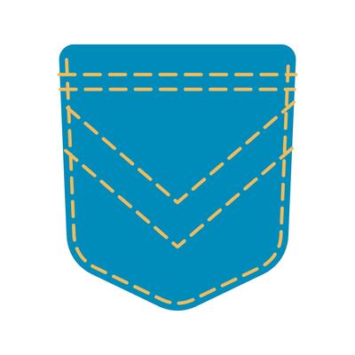 Denim patch pocket illustration stitching and button details. Ideal for fashion design and apparel graphics. Good for digital and print use