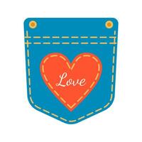 Denim patch pocket illustration stitching and button details. Good for fashion design, apparel graphics. Ideal for digital and print use. vector