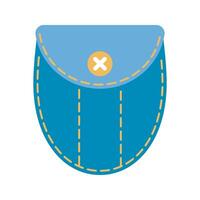 Denim patch pocket illustration stitching and button details. Ideal for fashion design, apparel graphics. Ideal for digital and print use. vector