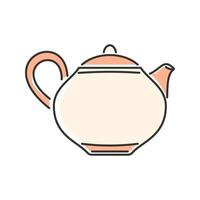 Elegant Oval Teapot. A teapot with an oval body, wide spout, and an artistic handle. vector