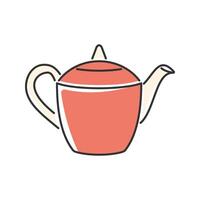 Flat Lid Teapot. A classic teapot with a straight-edged lid and curved spout. vector