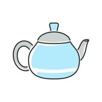 Kettle-Style Teapot. A pot with a short, rounded body and a kettle-like lid. vector