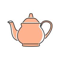Long Spout Teapot. A traditional teapot with an extended spout for controlled pouring. vector