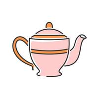 Ornate Pink Teapot. A teapot with a decorative handle and soft color scheme. vector
