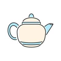 Round Belly Teapot. A rounded teapot with a tall handle and compact spout. vector