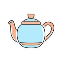 Vintage Lid Teapot. A rounded teapot with a unique curved spout and decorative lid. vector