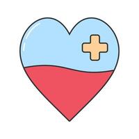 Heart with Blood and Cross. A half-blood heart with a plus sign, symbolizing health and caring. vector