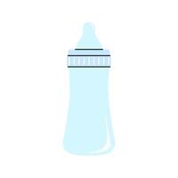 Light Blue Bottle with Stripe Cap. A pastel baby bottle with a white and blue cap, adding a classic touch. vector