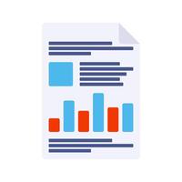 Analytics Document Flat design style, document with bar charts, symbolizing data analysis, useful for business reports, statistics, and financial presentations. vector