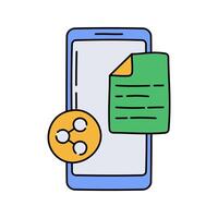 Smartphone Flat design style, smartphone with a play button, representing media playback, great for streaming apps, digital content, and entertainment graphics. vector