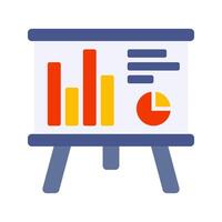 Presentation Board Flat design style, whiteboard with bar and pie charts, representing data visualization, great for business strategy, reports, and infographic designs. vector