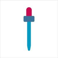 Dropper Flat design style, blue pipette with a red tip, ideal for lab research, liquid analysis, and medical test-related visuals. vector
