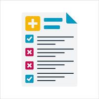 Medical Report Flat design style, checklist document with medical symbols, useful for healthcare, diagnosis, and hospital-related graphics. vector