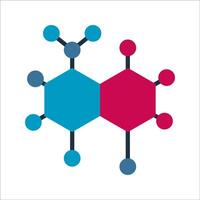 Molecule Structure Flat design style, hexagonal chemical structure, useful for chemistry, biochemistry, and molecular science graphics. vector