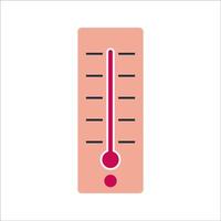 Thermometer Flat design style, vertical thermometer with temperature markings, perfect for climate science, medical checks, and laboratory designs. vector