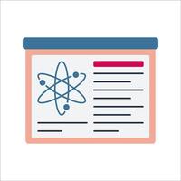 Scientific Report Flat design style, document with an atomic diagram, perfect for research papers, lab reports, and scientific presentations. vector