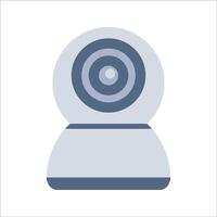 Webcam Flat design style, gray spherical webcam, symbolizing digital communication, ideal for online meetings, security monitoring, and virtual interaction designs. vector