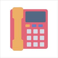 Landline Phone Flat design style, red and orange classic landline with buttons, representing traditional telecommunication, suitable for office-related graphics, telecom themes, and business visuals. vector