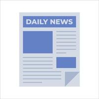 Newspaper Flat design style, blue and white newspaper layout, symbolizing journalism and daily news, ideal for media content, press-related designs, and information-based projects. vector