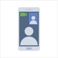 Call Flat design style, smartphone screen showing a call interface, symbolizing virtual meetings, ideal for digital communication, conferencing, and online interaction designs. vector