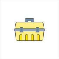 Toolbox Flat design style, yellow toolbox with a handle, representing storage for RC repair tools, perfect for mechanical-themed illustrations, customization visuals, and workshop designs. vector