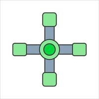 Propeller Hub Flat design style, green propeller hub, representing drone or RC aircraft components, suitable for aviation, technology, and toy-related illustrations. vector