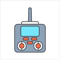 Remote Control Flat design style, blue RC controller with red buttons and antenna, representing remote-operated vehicles, ideal for technology-themed designs, toy branding, and gaming visuals. vector