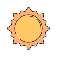Sun Flat design style, yellow sun icon with rays, symbolizing daytime and nature, great for weather, climate, or environmental visuals. vector