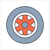Tire Flat design style, gray tire with red inner details, symbolizing RC car wheels, useful for repair, customization, and automotive-themed illustrations. vector