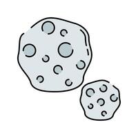 Asteroids Flat design style, gray rocky celestial bodies of different sizes, representing space debris or meteors, suitable for space infographics, science visuals, and cosmic backgrounds. vector