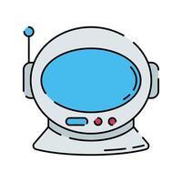 Astronaut Helmet Flat design style, futuristic white and blue astronaut helmet, symbolizing space travel and discovery, perfect for aerospace illustrations, sci fi graphics, and technology themes. vector