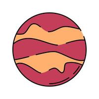 Jupiter Planet Flat design style, red orange gas giant with swirling patterns, representing Jupiter, ideal for cosmic illustrations, planetary infographics, and educational materials. vector