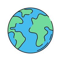 Earth Flat design style, blue and green globe with visible continents, representing our planet, ideal for environmental themes, geography, and space exploration visuals. vector