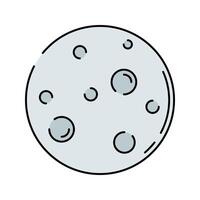Moon Flat design style, large gray cratered moon, symbolizing Earth s natural satellite, perfect for nighttime themes, space infographics, and educational projects. vector
