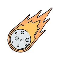 Meteor Flat design style, fiery comet with a glowing tail, symbolizing a shooting star or asteroid, perfect for astronomy content, space themes, and sci fi designs. vector