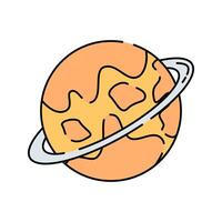 Saturn Planet Flat design style, orange planet with rings, representing Saturn or an exoplanet, perfect for space exploration designs, astronomy projects, and sci fi themes. vector