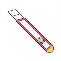 Cutter Flat design style, red and white utility knife, representing cutting tools for crafting, office, and design projects, ideal for DIY and workshop graphics. vector