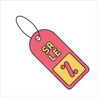 Discount Tag Flat design style, red tag with a percentage sign, symbolizing sales, promotions, and marketing, great for e-commerce and retail designs. vector