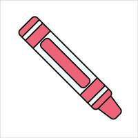 Crayon Flat design style, red crayon with a simple design, symbolizing creativity, drawing, and childhood, suitable for art and school-related graphics. vector