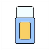 Eraser Flat design style, a blue and white eraser, symbolizing correction, learning, and stationery essentials, useful for educational and office-related graphics. vector