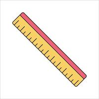 Ruler Flat design style, long yellow ruler with measurement marks, symbolizing precision, drawing, and education, perfect for school and design-related graphics. vector