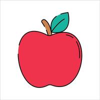 Apple Doodle style, a red apple with a green leaf, representing fresh fruit, perfect for healthy eating campaigns, grocery branding, and educational materials. vector