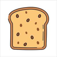 Bread Doodle style, a single slice of bread, representing bakery products, perfect for breakfast illustrations, menu designs, and bakery branding. vector