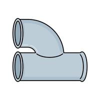 90 Degree Elbow Pipe Flat design style, gray curved pipe fitting, used for changing flow direction, suitable for engineering schematics, construction blueprints, and plumbing guides. vector