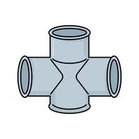 Cross Pipe Flat design style, gray four way pipe connector, designed for fluid distribution, perfect for industrial designs, plumbing diagrams, and infrastructure layouts. vector