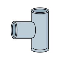 Side Tee Pipe Flat design style, gray side opening T joint, used for branching pipelines, perfect for utility illustrations, plumbing diagrams, and engineering layouts. vector