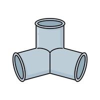T Joint Pipe Flat design style, gray T shaped pipe fitting, used for splitting or merging flow, perfect for engineering projects, pipeline schematics, and construction graphics. vector