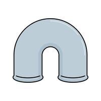 U Bend Pipe Flat design style, gray U shaped pipe fitting, used for drainage and water flow control, ideal for construction layouts, plumbing blueprints, and engineering projects. vector