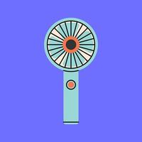 USB Fan Flat design style, compact fan with a simple button, ideal for tech-themed illustrations, gadget promotions, and workspace designs. vector